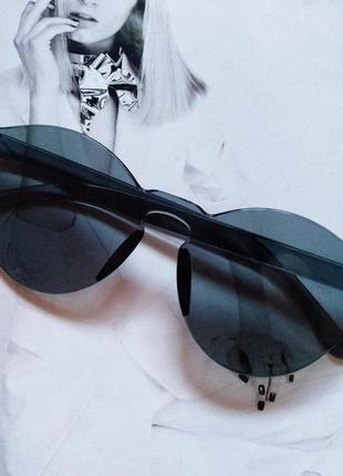 Стильные безоправные  солнцезащитные очки серый однотон1 фото
