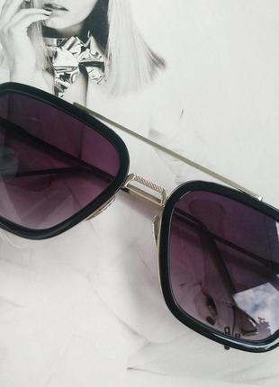 Солнцезащитные очки тони старка фиолетовый с серебром1 фото