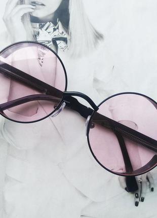 Круглые очки тишейды с шорами розовый с черным1 фото