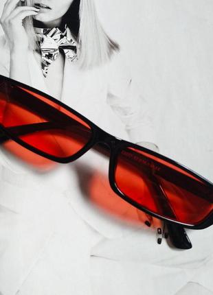 Винтажные очки солнцезащитные кошачий глаз чёрный с красным