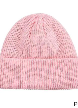 Коротка шапка в'язана міні біні рожевий