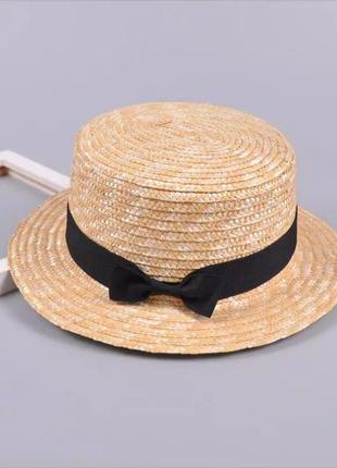 Взрослая шляпа канотье из натуральной соломы 55-58р (6366)
