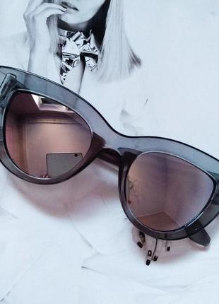 Солнцезащитные очки в стиле кошачий глаз серый1 фото