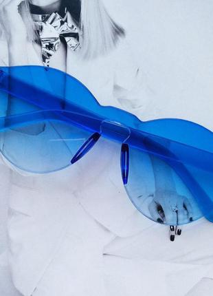 Стильные безоправные  солнцезащитные очки  синий с градиентом