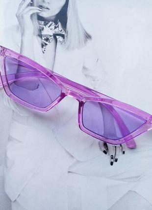 Стильные винтажные  очки солнцезащитные с острыми углами фиолетовый