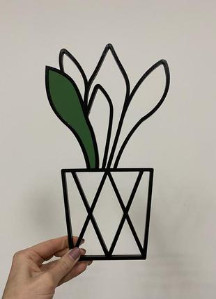 Декоративная деревянная картина абстрактная модульная полигональная панно "flowerpots / вазоны" с вставками10 фото