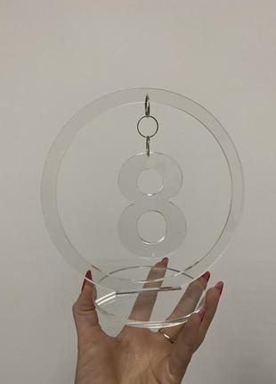 Номерок на стол прозрачный круглый с подвешенной цифрой из акрила 5 мм  manific decor3 фото