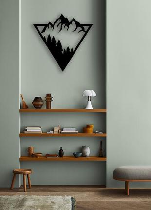 Декоративная деревянная картина пейзажная модульная полигональная панно "montblanc / монблан"3 фото