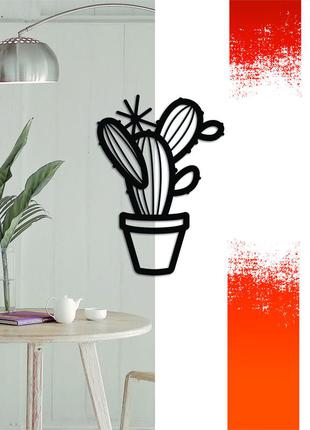 Декоративная деревянная картина абстрактная модульная полигональная панно "cactus / кактус"1 фото