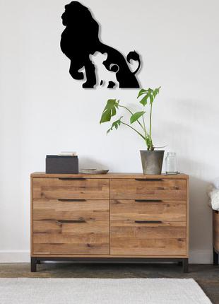 Декоративна дерев'яна картина абстрактна анімалістична модульні панно "the lion king / король лев"2 фото