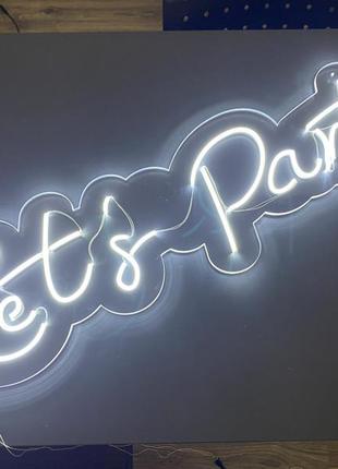 Неоновий напис "let's party" на акриловій підоснові для вечірки manific decor