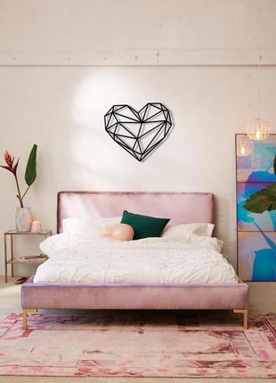 Декоративна дерев'яна картина абстрактна модульна полігональна панно "heart / серце" 60*52 см3 фото