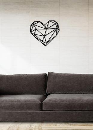 Декоративна дерев'яна картина абстрактна модульна полігональна панно "heart / серце" 60*52 см6 фото