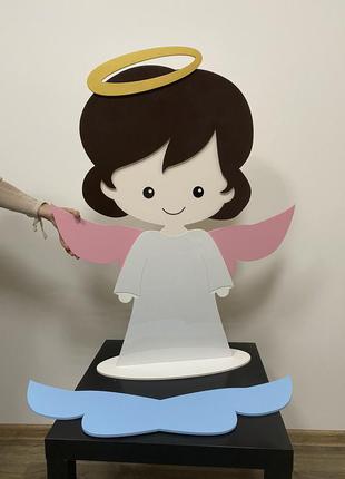 Декоративная фигура ангел из дерева для оформления фотозоны, крещения и праздников