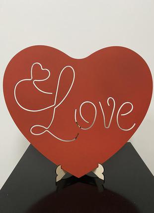 Декоративне сердечко з написом love з дерева та акрилу1 фото