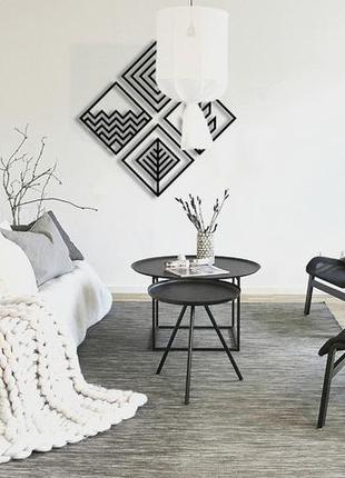 Декоративна дерев'яна картина абстрактна модульна полігональна панно "element / стихії"