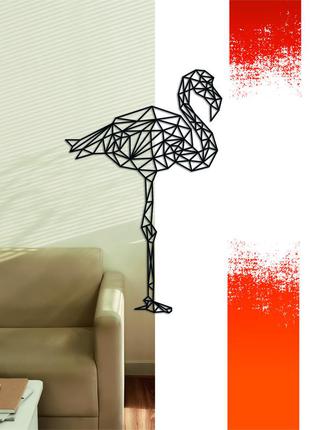 Декоративная деревянная картина абстрактная модульная полигональная панно "flamingo / фламинго"