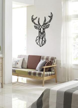 Декоративна дерев'яна картина абстрактна модульна полігональна панно "deer / олень"6 фото