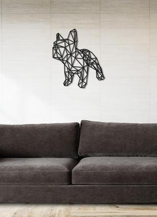 Декоративная деревянная картина абстрактная модульная полигональная панно "bulldog / бульдог"5 фото