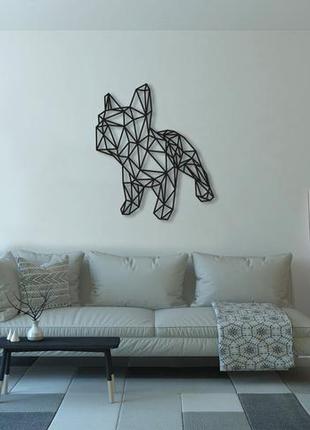 Декоративная деревянная картина абстрактная модульная полигональная панно "bulldog / бульдог"7 фото