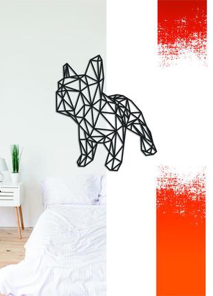 Декоративна дерев'яна картина абстрактна модульна полігональна панно "bulldog / бульдог"