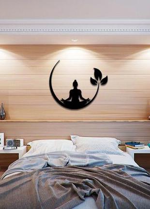 Декоративна дерев'яна картина модульна полігональна панно "yoga / йога"5 фото