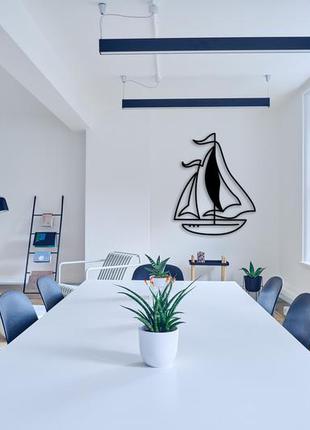 Декоративна дерев'яна картина абстрактна модульна полігональна панно "sail / парус"4 фото
