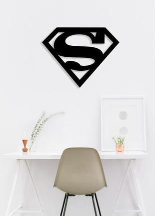 Декоративная деревянная картина абстрактная модульная полигональная панно "superman / супермен"3 фото