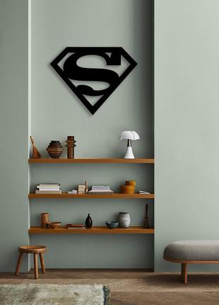 Декоративная деревянная картина абстрактная модульная полигональная панно "superman / супермен"2 фото