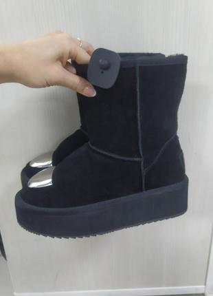 Женские зимние угги на платформе натуралки