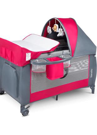 Кроватка-манеж lionelo sven plus pink rose