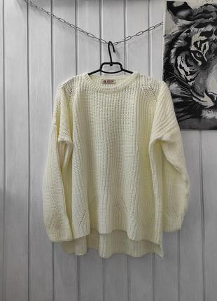 Белый свитшот джемпер оверсайз вязаный женский свитер кофта свитер1 фото