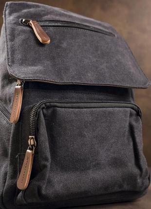 Рюкзак женский черный стильный городской ткань текстиль канвас