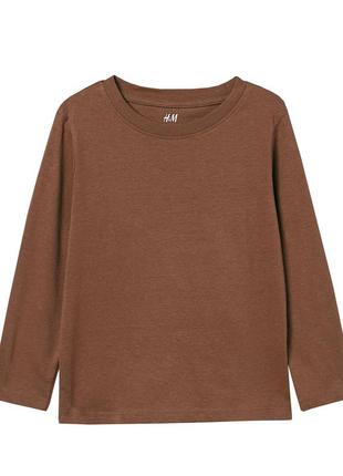 Коричневий однотонний базовий лонгслив, реглан на хлопчика 110-116, h&m