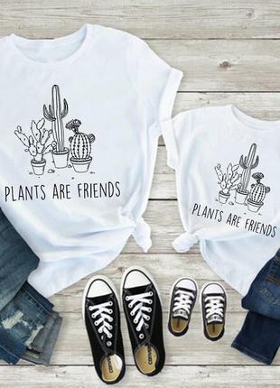 Парные футболки family look. мама и сын "plants are friends"  push it