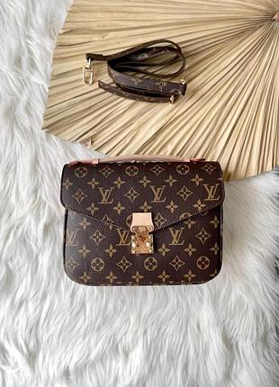 Жіноча коричнева сумка сумочка в стилі louis vuitton pochette metis brown/beige