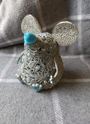Мышь из квиллинга | статуэтка | hand made1 фото
