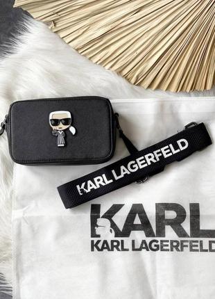 Женская черная сумка сумочка в стиле  karl lagerfeld multi pochette black