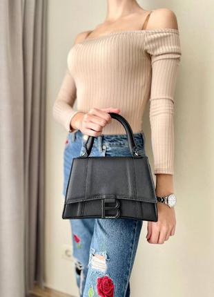 Женская черная сумка сумочка в стиле  balenciaga hourglass black mini