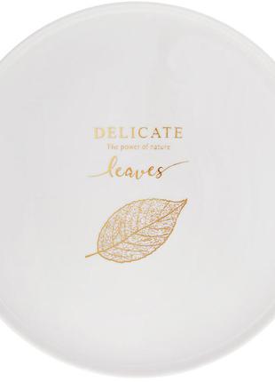 Блюдо фарфоровое круглое "leaves" 33см, белый с золотом