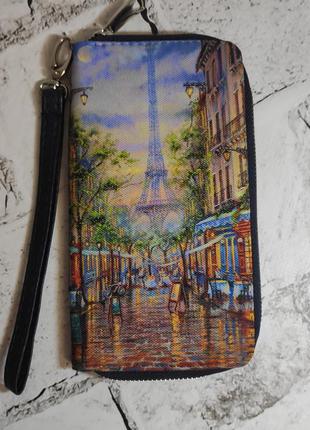 Кошелек гаманець принт париж текстиль1 фото