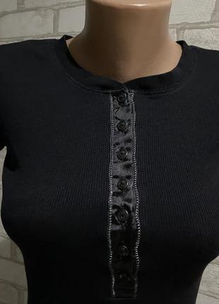 Чёрная стильная футболка в рубчик  оригинал orsay  коттон5 фото