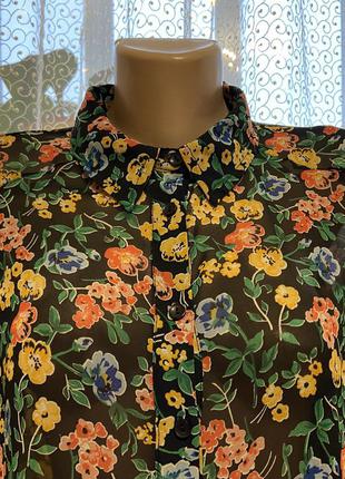 Женская блузка из шифона в цветочный принт7 фото