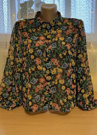 Женская блузка из шифона в цветочный принт2 фото