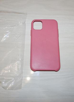 Кожаный чехол iphone 11 (6.1) leather case peony pink3 фото
