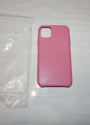 Кожаный чехол iphone 11 (6.1) leather case peony pink 2