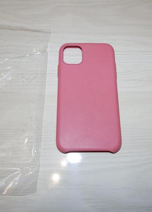 Кожаный чехол iphone 11 (6.1) leather case peony pink4 фото