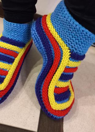Смугасті шкарпетки ручна робота подарунок жіночі3 фото