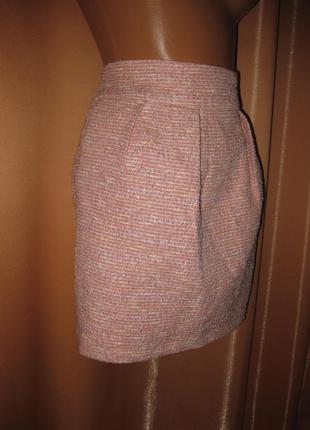 Юбка короткая светло-розовая xs, zara,км1037 с кармана по бокам7 фото
