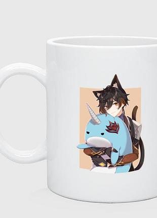 Кружка з принтом «милий чжун лі і тарталья-кіт»
